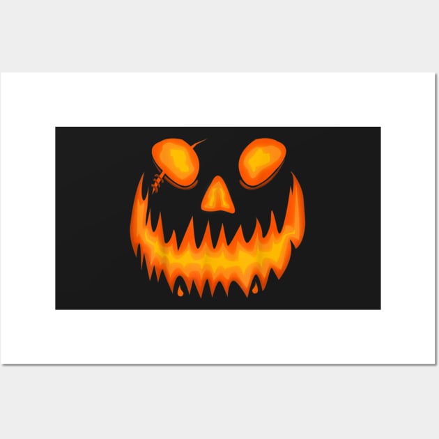 Halloween Scary Evil Pumpkin Funny Pumpkin Head Wall Art by oemsanex